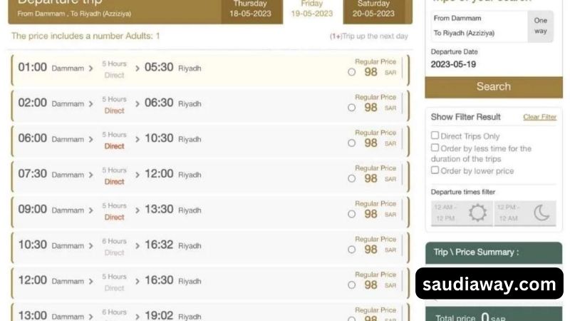 Jeddah to Riyadh Bus Tickets Prices