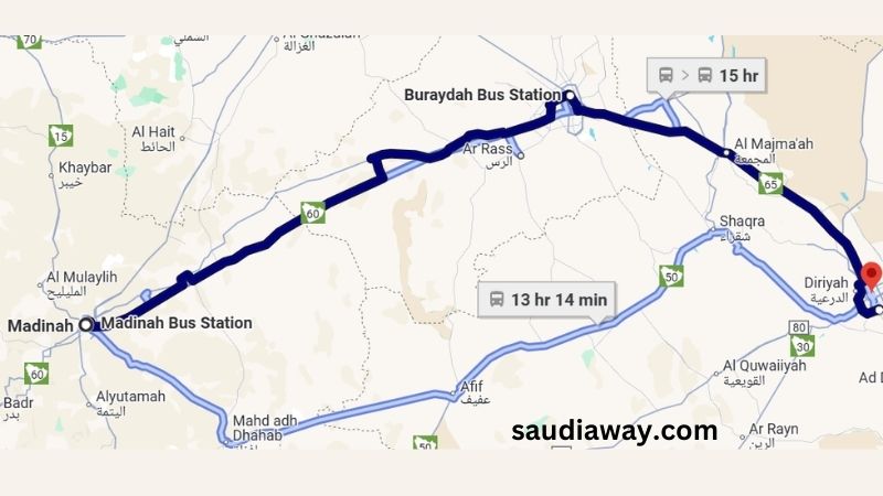 Madinah to Riyadh Bus Distance